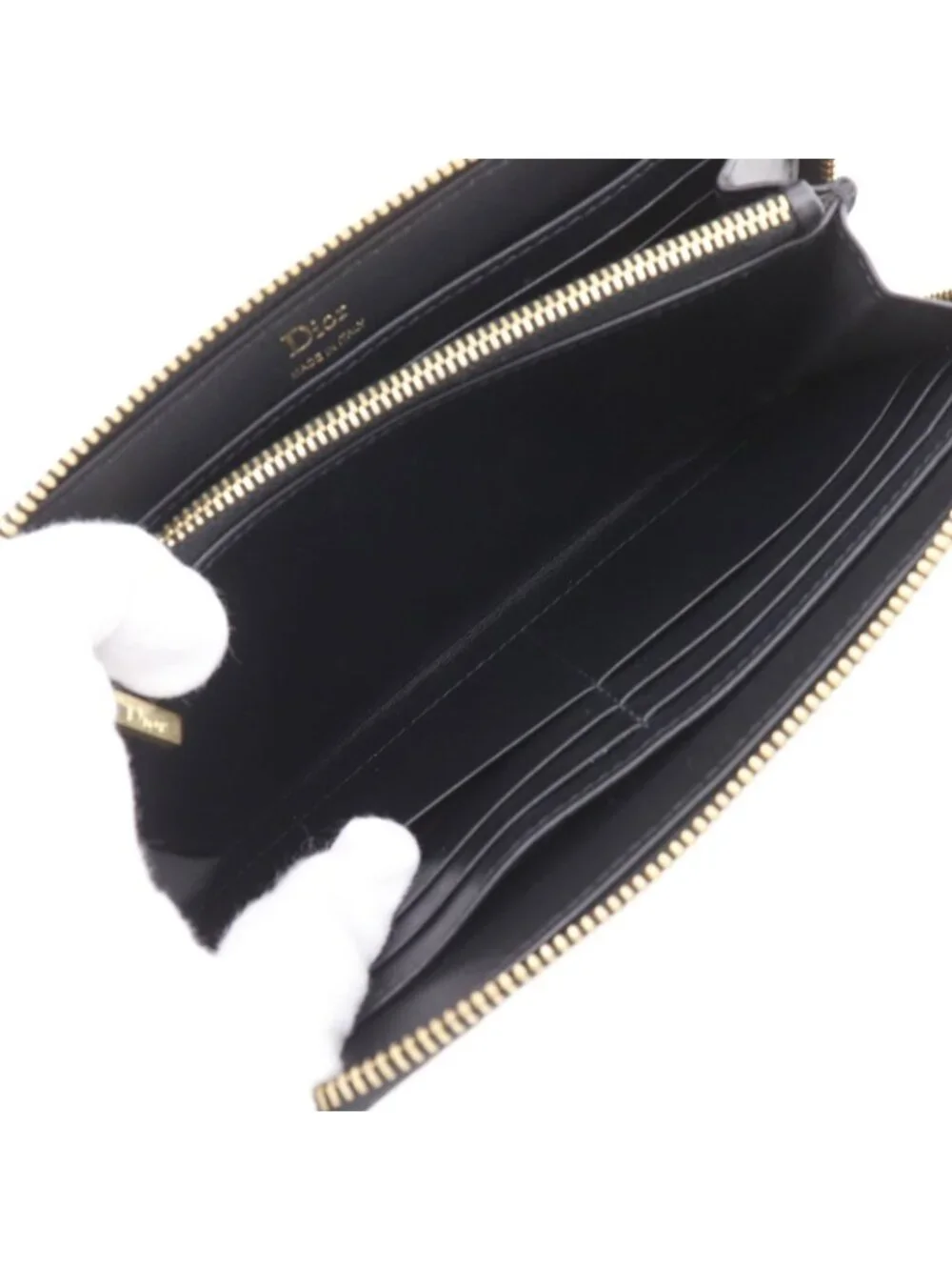 Dior Zip Around Oblique Canvas Brown Wallet